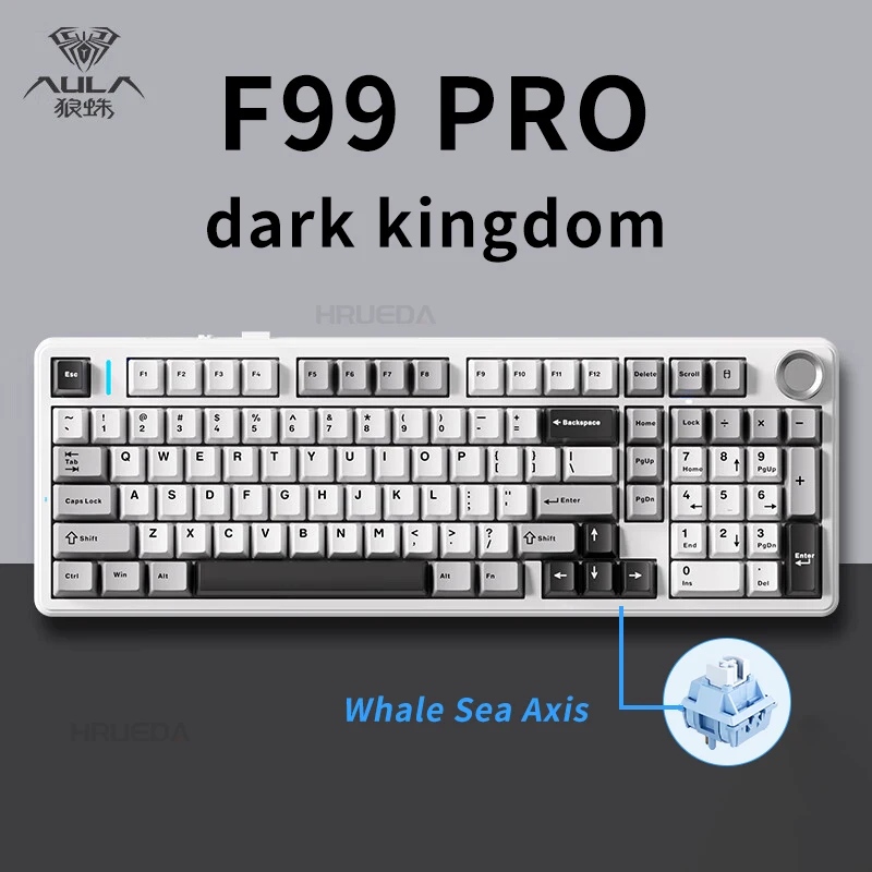 AULA F99PRO Gaming mechanisch toetsenbord 99-toetsen Drie modus Draadloos Hot-swappable pakkingstructuur Aangepast toetsenbord met mediaknop