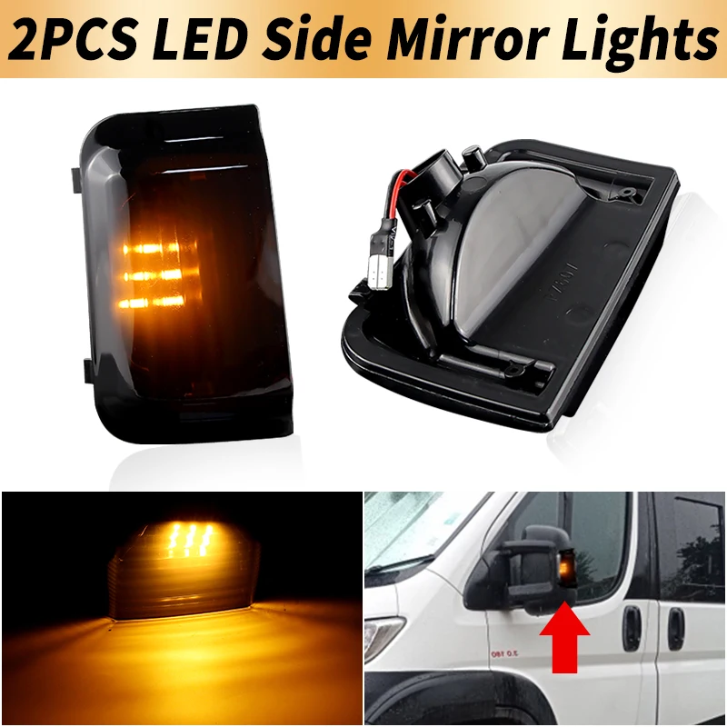 2PCS LED Side Mirror Turn Signal Light Canbus For Fiat Ducato For Peugeot Boxer For Ram Promaster For Citroen Jumper Relay 06-19