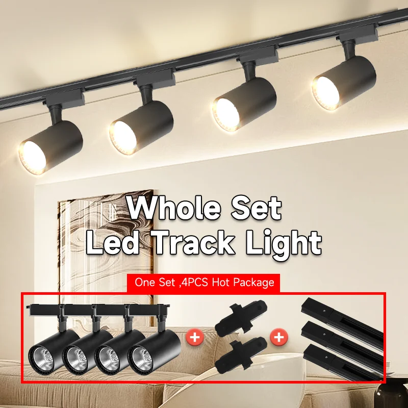 Set Led Track Light 12W 20W 30W 40W COB Ceiling Spots Light Fixture 220V Rail Spot Led Track Lighting For Living Room Shop Store