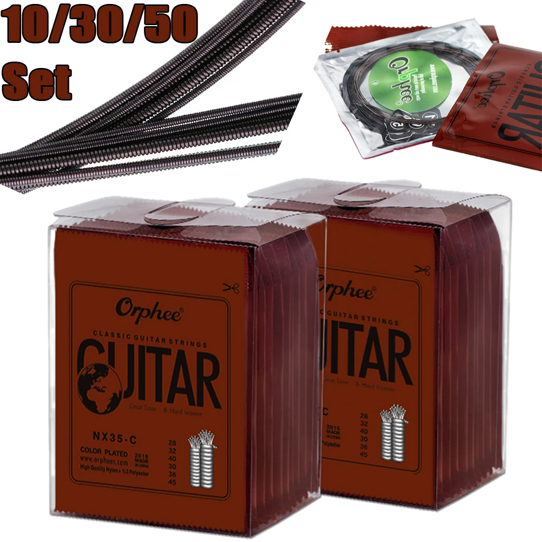 10/30/50 Set Orphee Classical Guitar Strings NX35-C BLack Nylon Classical Guitarra Strings for Beginne Guitar Accessories
