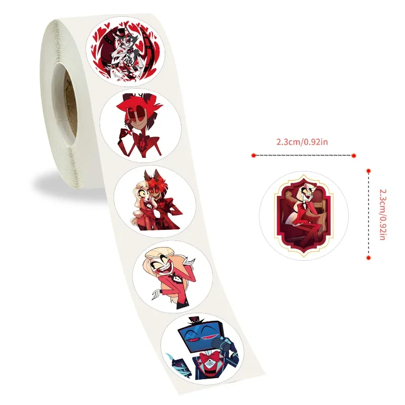 500PCS Alastor Charlie Morningstar Lucifer Anime Peripheral Stickers Tape Roll DIY DecorationMobile Tablet SkateboardStickers