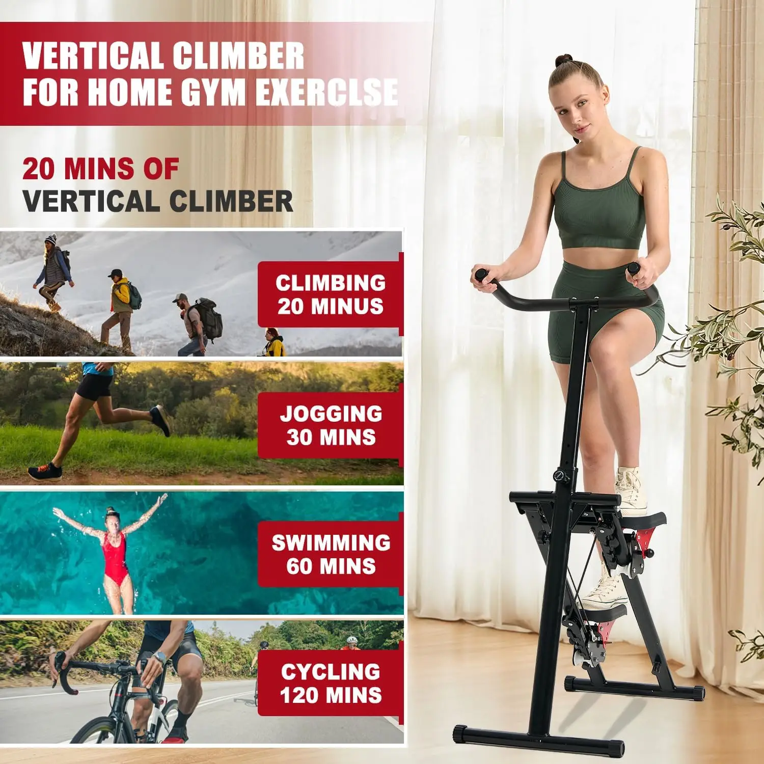 Stair Master for Exercise at Home Full Body Workout Machine,Foldable Vertical Climber Exercise Machine,Cardio Exercise Climber,A