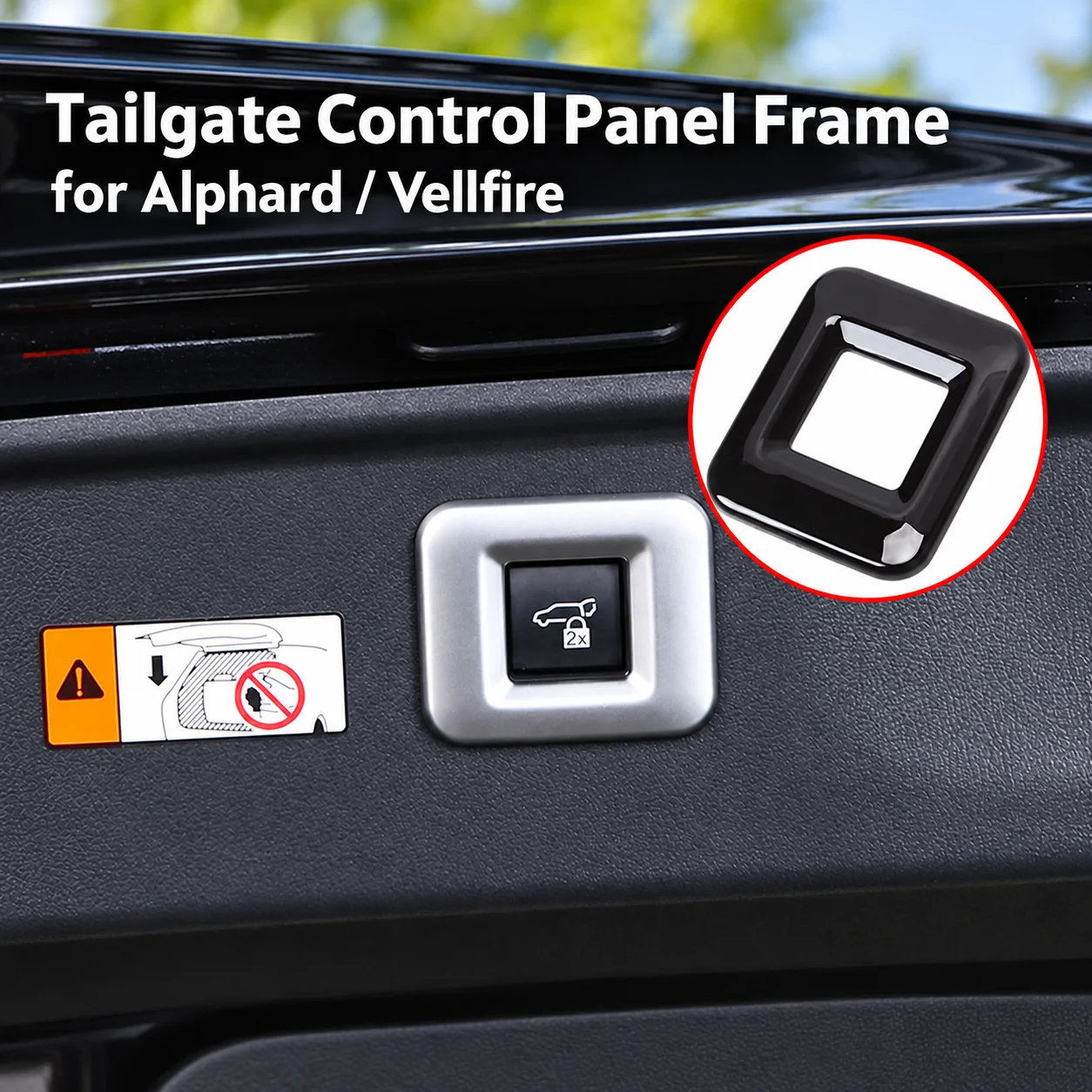 Car Tailgate Switch Trim Frame Stickers for Toyota Alphard Vellfire 40 Series, ABS Trunk Release Button Bezel in Three Finishes