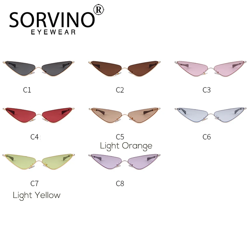 SORVINO Designer Half Frame Triangle Cat Eye Sunglasses 2020 Women Brand 90s Vintage Small Cateye Sun Glasses Tiny Shades SP228