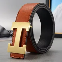 Classic Smooth Buckle Belt Men's Business Casual Letter Trendy Versatile D-Ring Belt Middle-Aged and Young Men's Belt 6