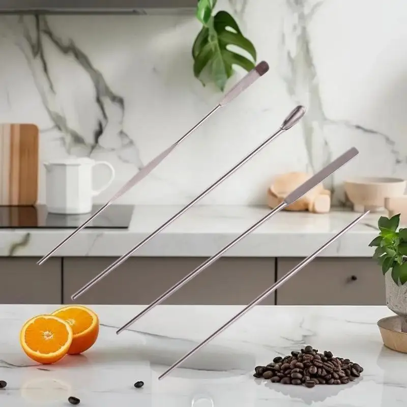 4PCS Nail Art Stirring Rod Tool Stainless Steel Powder Liquid Gel Polish Spoon Spatula Foundation Mixing Tool