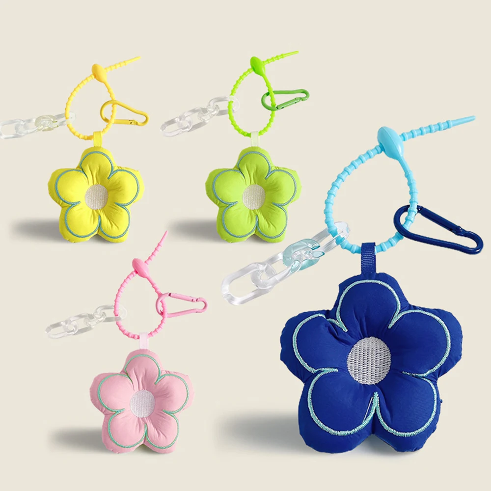 Cartoon Wool  Flowers Key Chains Korean Beaded Wristlet Lanyard Bracelet Keyring For Women Girl Bag Pendant Charms Keychain Gift image 6