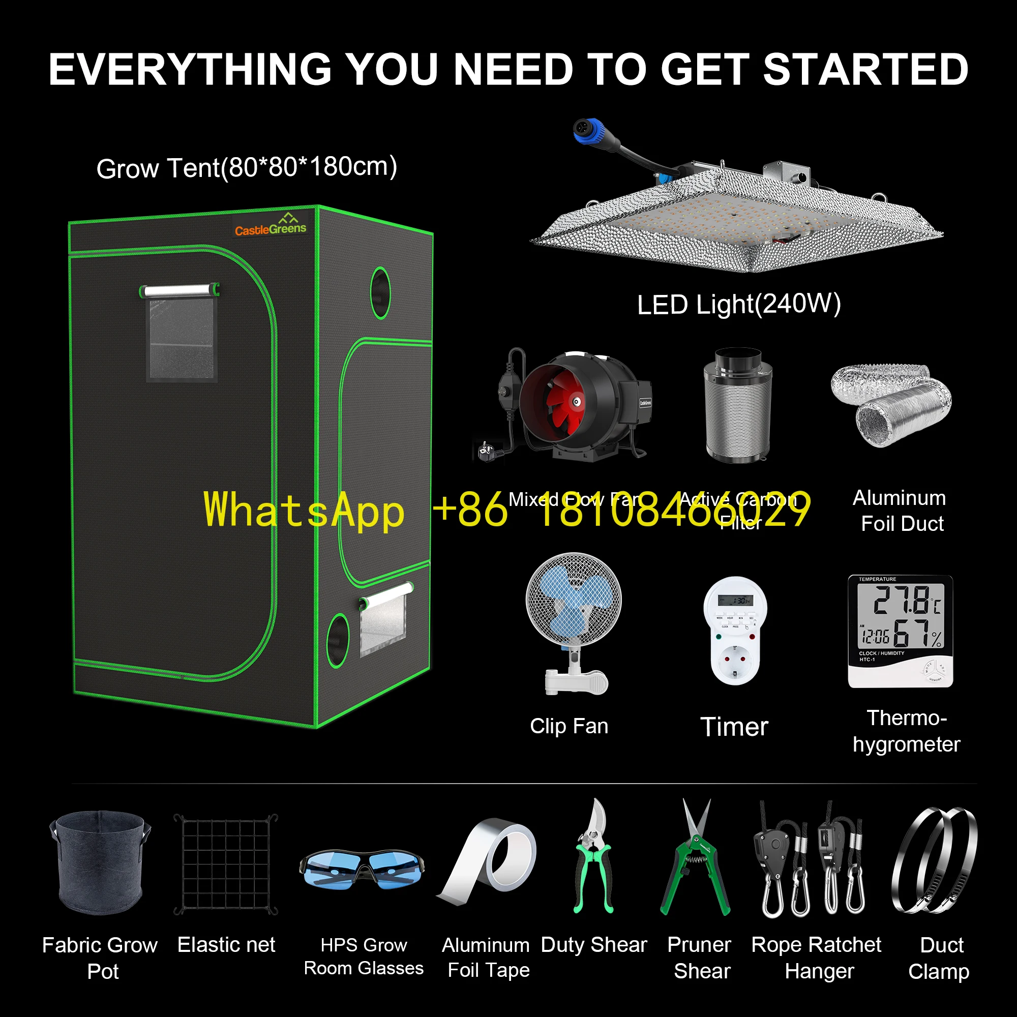 

Frame Easy Assembly Plant Growth Garden GreenhoUser-Friendly Indoor Hydroponic for Grow Tent 600D Material Steel Wood Stainless