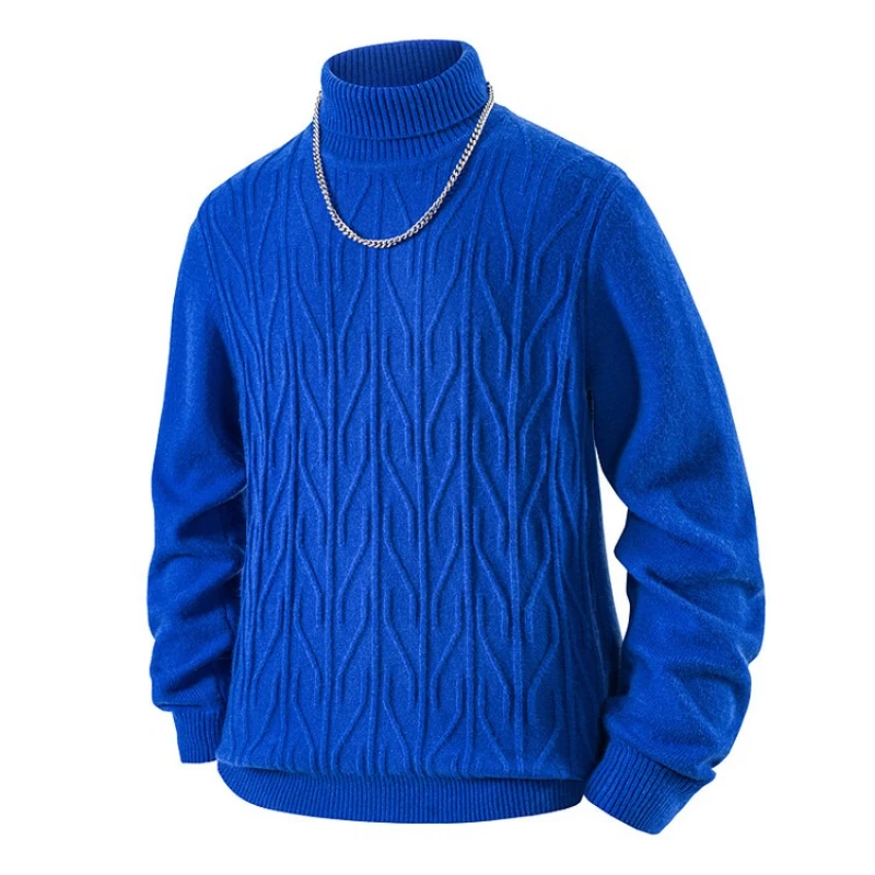 

Тяжелый зимний теплый ​ ​ ​ Мужской флисовый свитер с отложным воротником, полый вязаный дизайн, повседневная одежда/слойная одежда