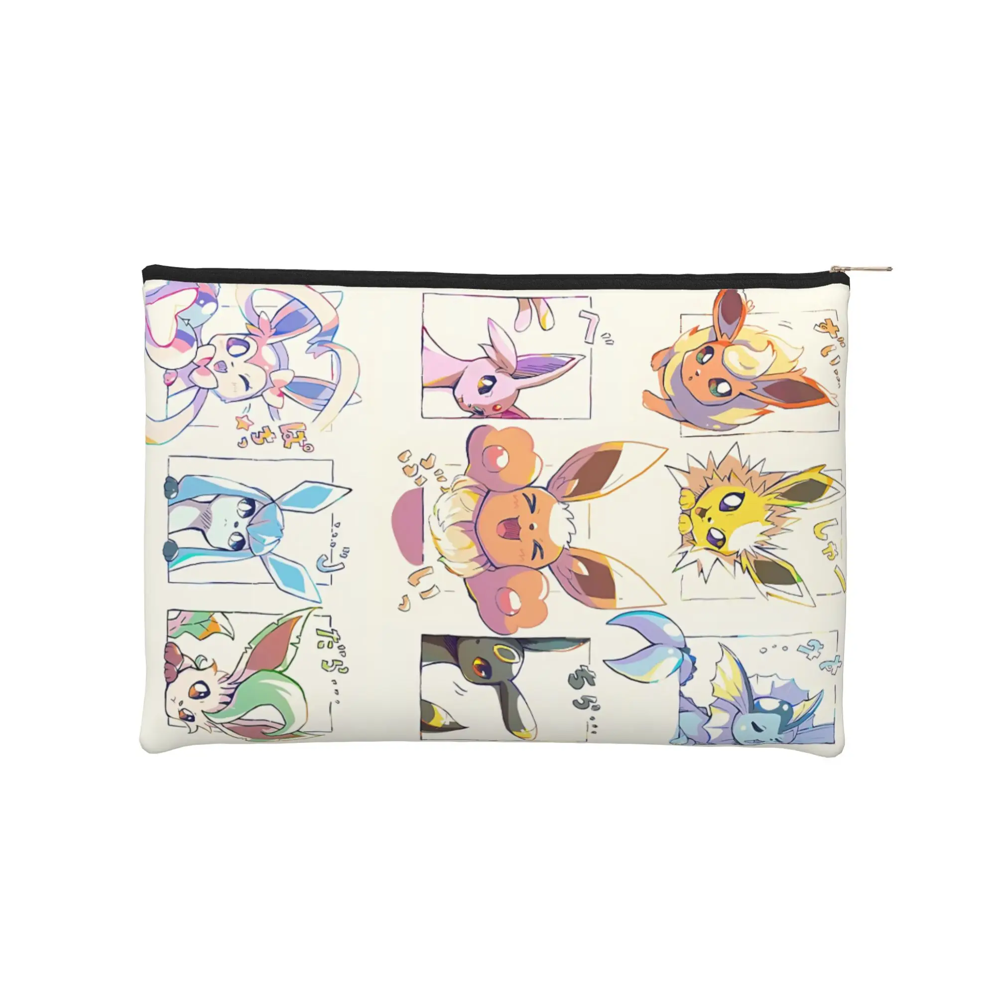 anime Foldable Cute pouch Pokemon Eevee Eeveelution Makeup Bag  Toiletry Bag with Zipper Cosmetic Pouch