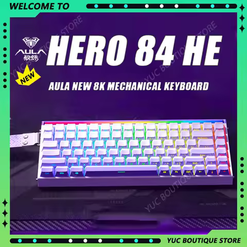 New AULA HERO 84HE 8K INSTOCK Magnetic Switch Gaming Keyboard E-sport Custom RGB Mechanical Keyboard Ergonomics Game Accessories
