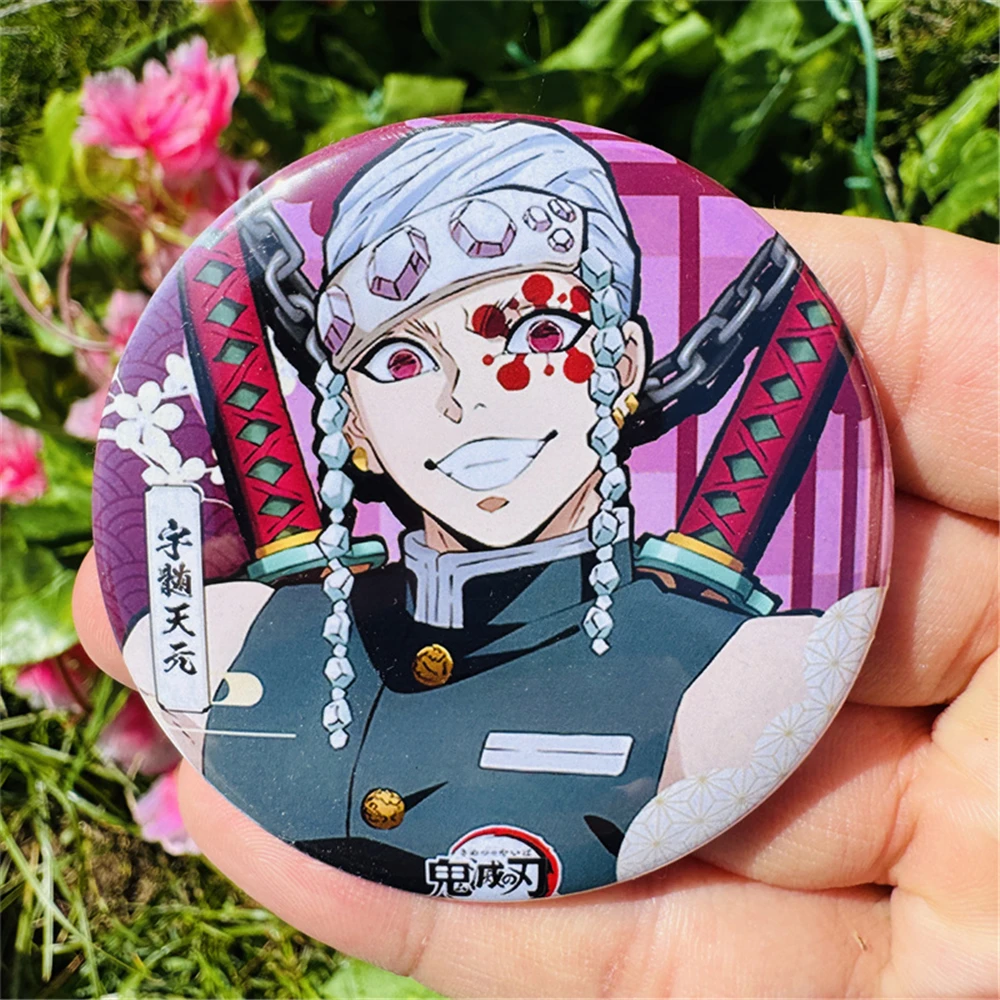 58mm Anime Agatsuma Zenitsu Hashibira Inosuke Kamado Tanjirou Kokushibo Cosplay COSTUME Badge Pin SPTE Tinplate Brooch﻿ Prop