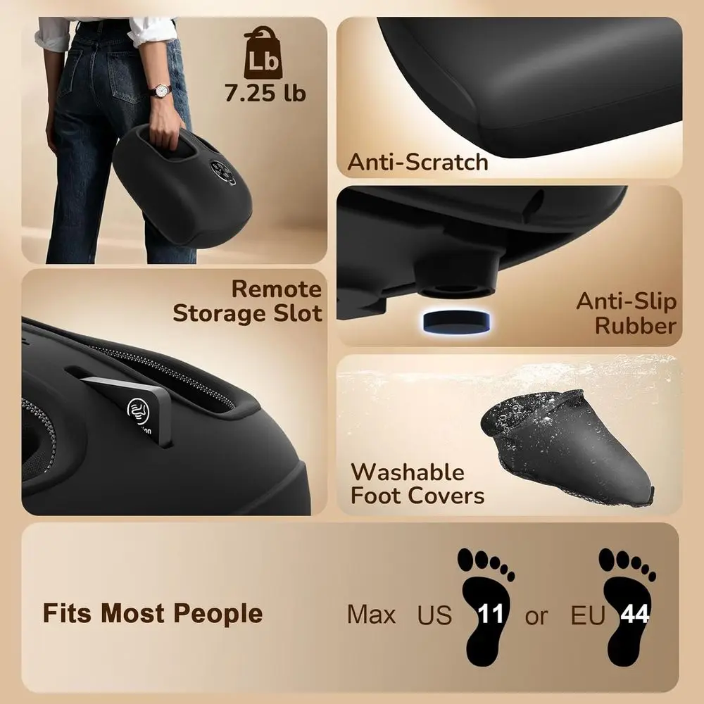 Heated Deep Kneading Foot Massager with Vibration & Compression for Plantar Fasciitis and Neuropathy - Unisex, Ideal for Home or