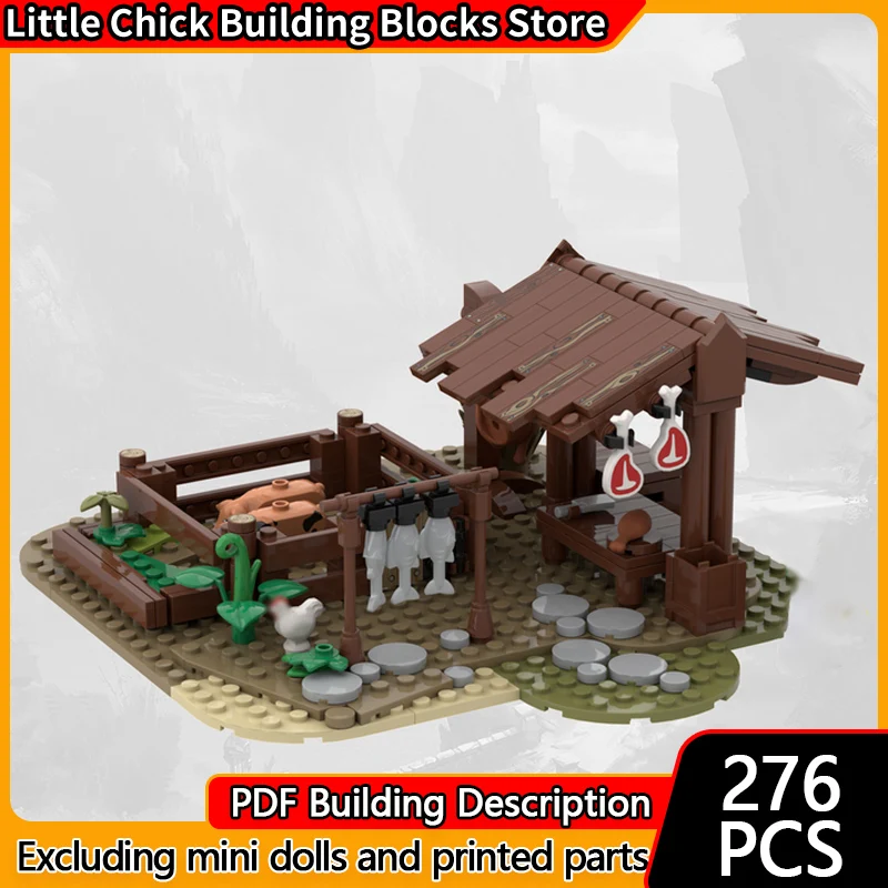 

Модель с видом на улицу MOC, строительные кирпичи, рынок, свежее мясо, мясник, модульная технология, детские праздничные подарки, сборный игрушечный костюм