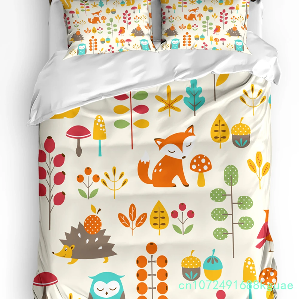 Thanksgiving Autumn Pumpkin Leaves 3pcs Bedding Set For Bedroom Double Bed Home Textile Duvet Cover Quilt Cover Pillowcase