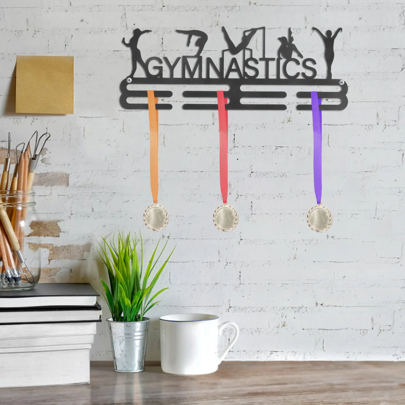 ميدالية شماعات للعدائين الجمباز الرياضة جائزة عرض الرف جدار جبل إطار معدني الشريط حامل مسابقة سباق ميدالية