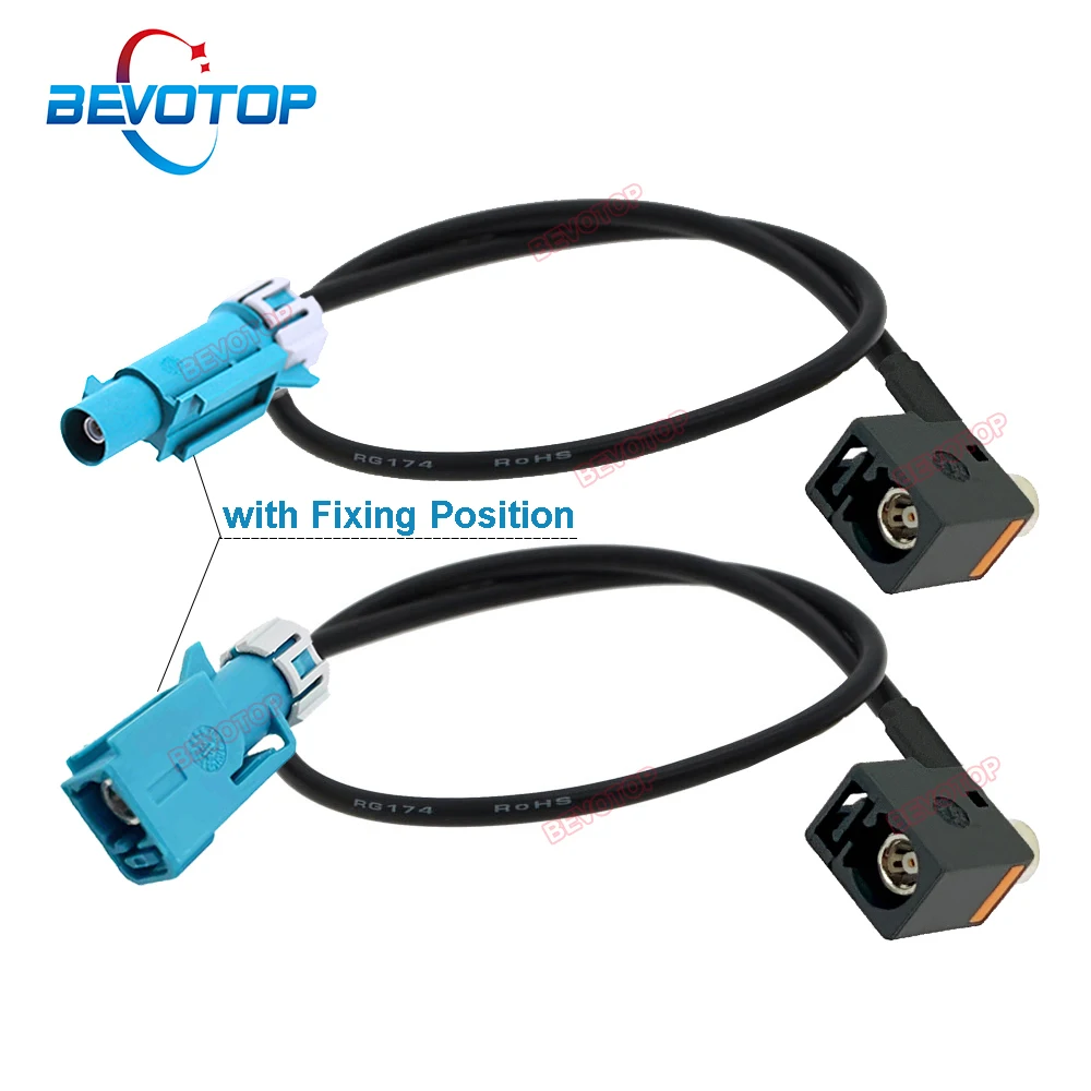 

BEVOTOP 1PCS Waterproof Fakra Cable Code Z Male / Female (with Fixing) to Code A Female Right Angle 90° Connector RG174 Cable