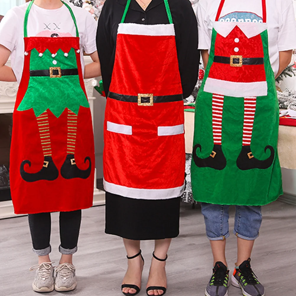 

2 pcs Christmas Apron For Women Sleeveless Baking Waist Bib Cooking Pinafore Kitchen Bar Party Wedding Work Shop Elf Design