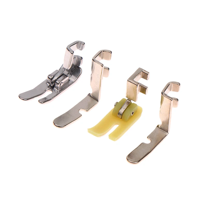 

4Pcs Old Sewing Machine Zipper Presser Foot Set (Iron Presser Foot, Plastic Presser Foot, Left Hole And Right Hole Single Side)