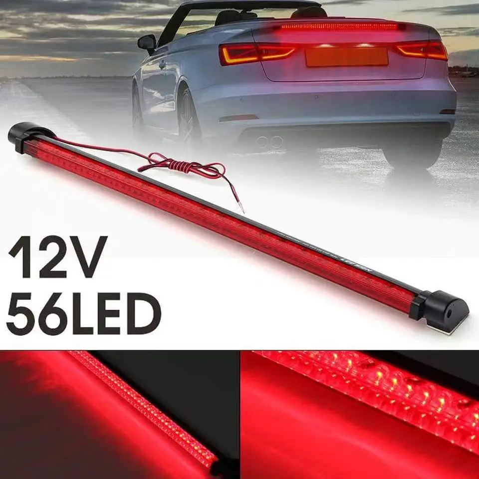 12V Red Car LED Third Brake Lights Bar Rear Parking Signal Lamp Truck High Mount Stop Warning Light Universal