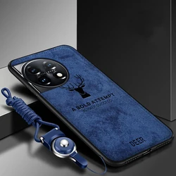For OnePlus 12 Case Soft Silicone+Hard Fabric Deer Protective Back Cover Case For One Plus 12 11R oneplus11 1+12 Phone Shell