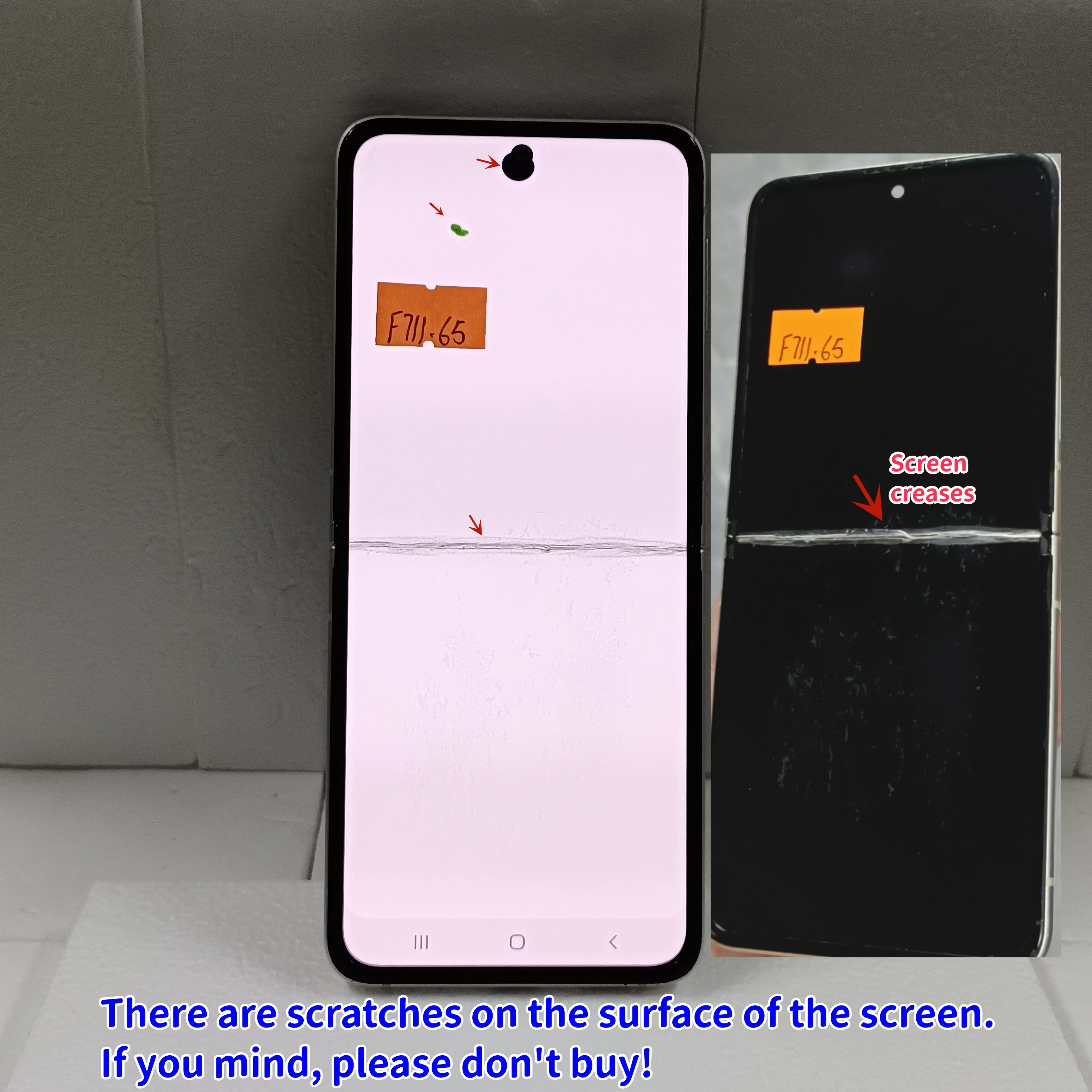 Super AMOLED For Samsung Z Flip 3 5G Touch LCD  F711 F711B F7110 Display Touch Screen Digitizer Assembly With Defects With Frame