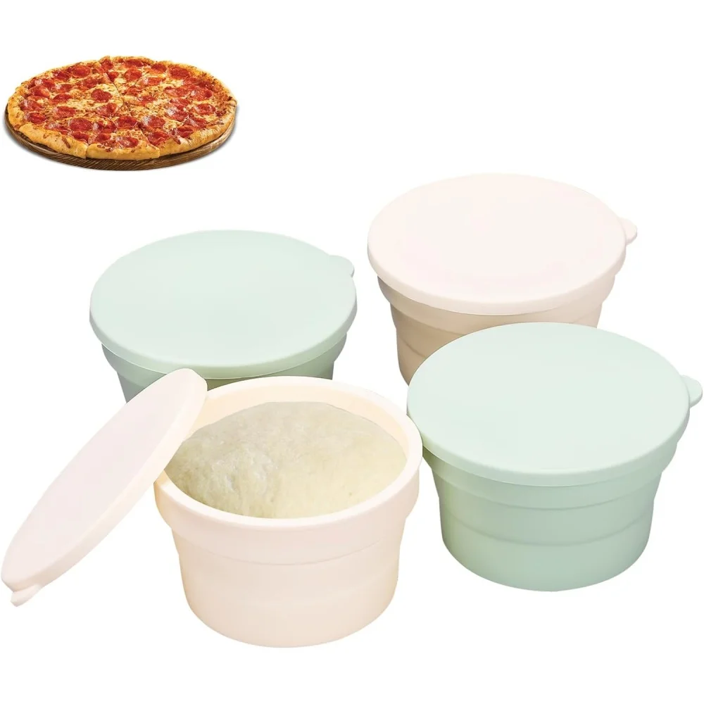 Lidded Hybrid Pizza Dough Box, Multi-Functional Foldable Non-Stick Silicone Bread/Pizza/Toast Proofing Box Kitchen Baking Tool