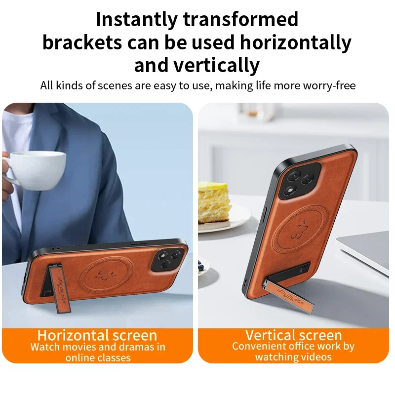 Leather Magnetic Holder Wireless Charging Phone Case for Honor 200 400 Lite Pro X9 A B C X60PRO Protect Full Camera Fundas Cover