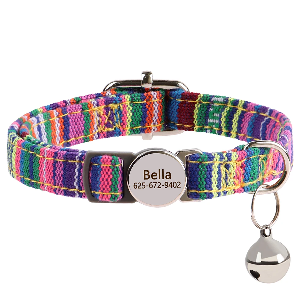 Personalisiertes Katzenhalsband, verstellbare Halsbänder für kleine Hunde und Kätzchen, kostenlose individuelle ID-Namenshalsbänder für Haustiere, Anti-Verlust-Halsbänder für Katzen – Detail 8