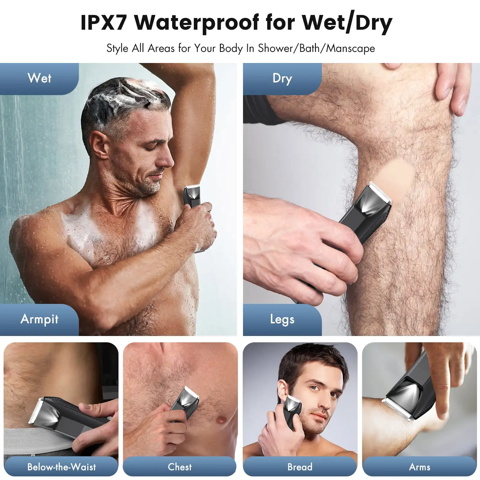 Manscape Trimmer for Men, Dual-Head Pubic Electric Razor, Groin Ball Shaver for Men, IPX7 Waterproof,Gifts for Him Dad image 3