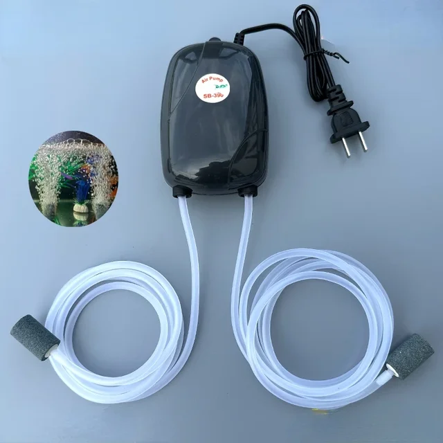 Pompa powietrza do akwarium Mini kompresor Pojedynczy podwójny wylot z zaworem zwrotnym Akcesoria wodne 220V 3W 5W