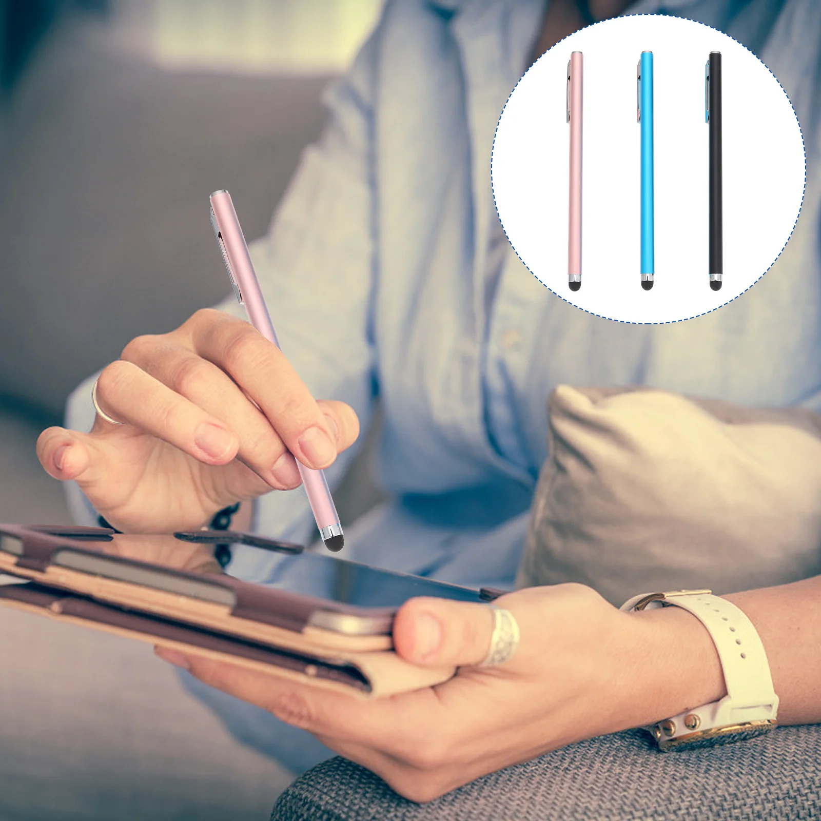 3 Buah Pena Layar Stylus untuk Ponsel Tablet Stylus Kapasitif Universal Alat Gambar Tulis Profesional Ujung Serat Mikro