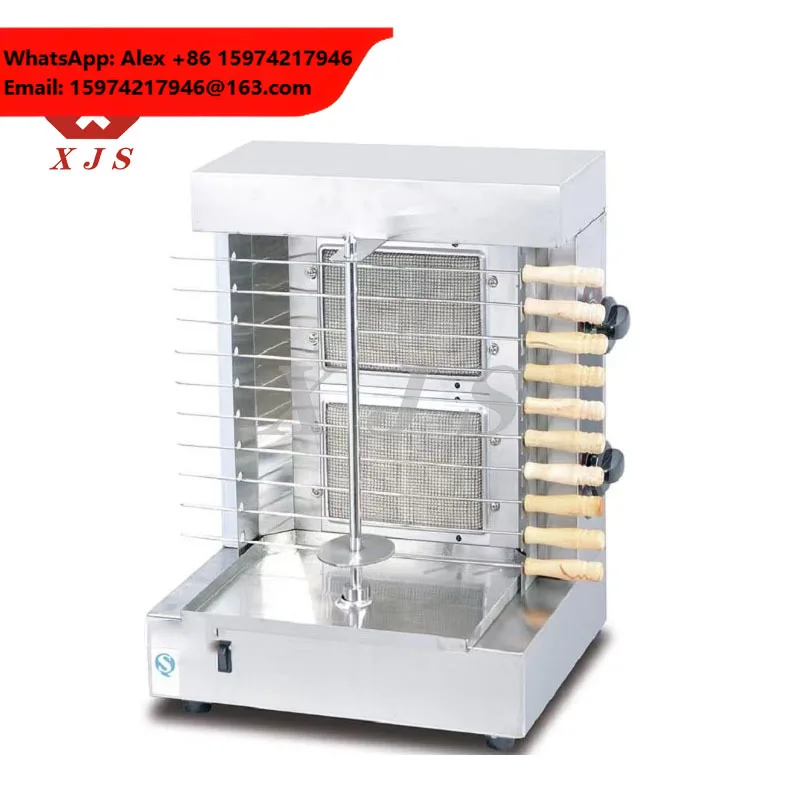 Propane Machine Gas Kebab Doner Automatic Vertical Broiler With 2 Burners BBQ Grill Rotary Chicken Shawarma Machine