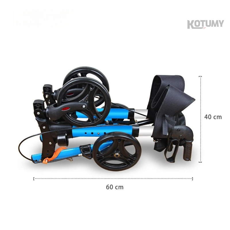 Foldable Aluminum Alloy Elderly Walker Shopping Cart with Brake
