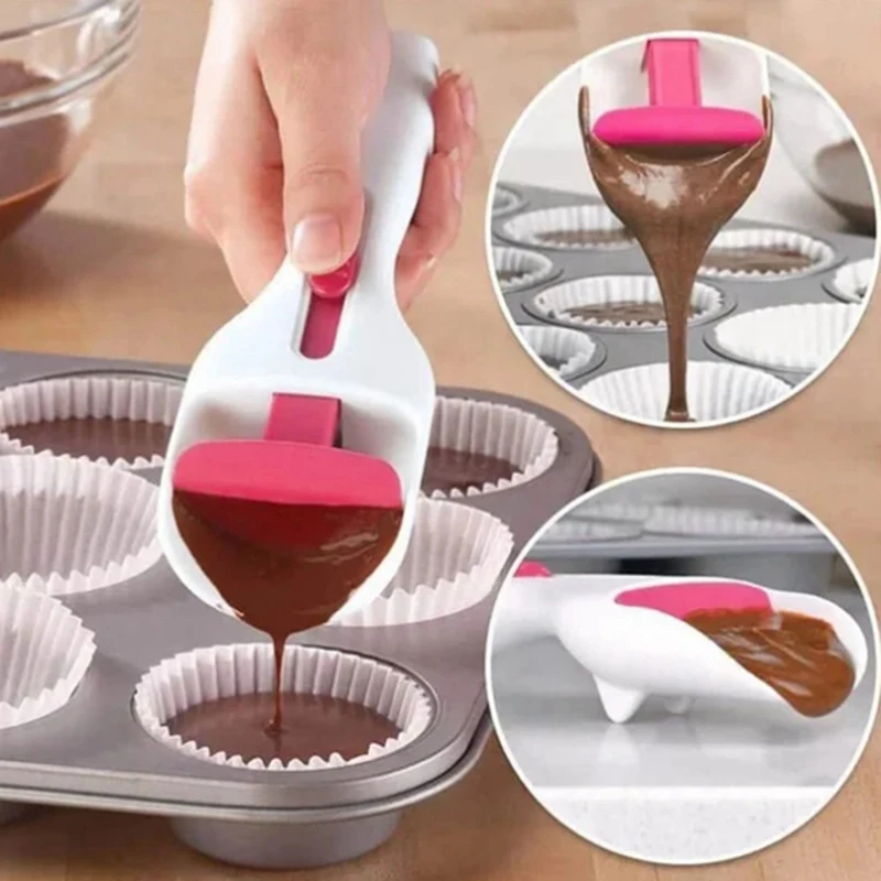 Cake Batter Distribution Scoop, One-Touch Sliding Button Dispenses Batter, Home Batter Dispenser Baking Tool