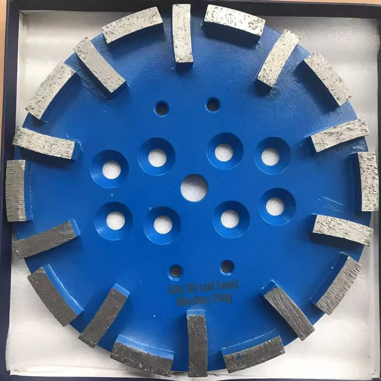 Herramientas de placa de disco de molienda de diamante para hormigón, grano 30, Unión suave, 250mm, 20 segmentos, 12mm de espesor