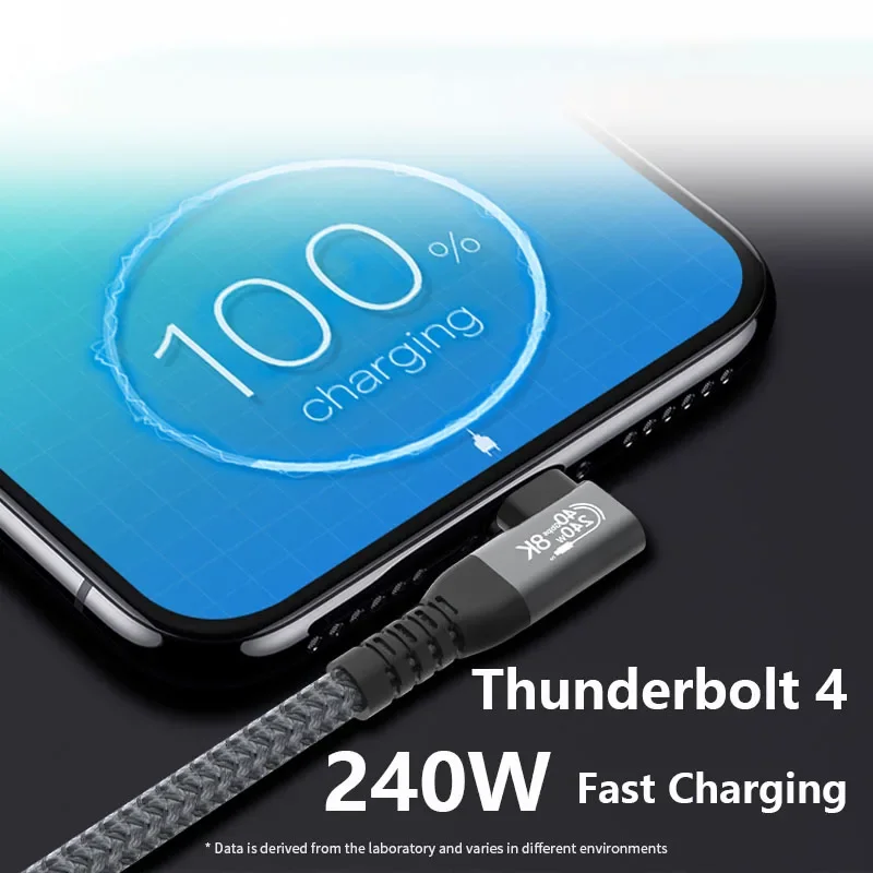 90 Degree USB 4 Type C to USB C Cable Thunderbolt 4 40Gbps 8K PD 240W Fast Charging Data Cord For Macbook iPad SSD Power Bank