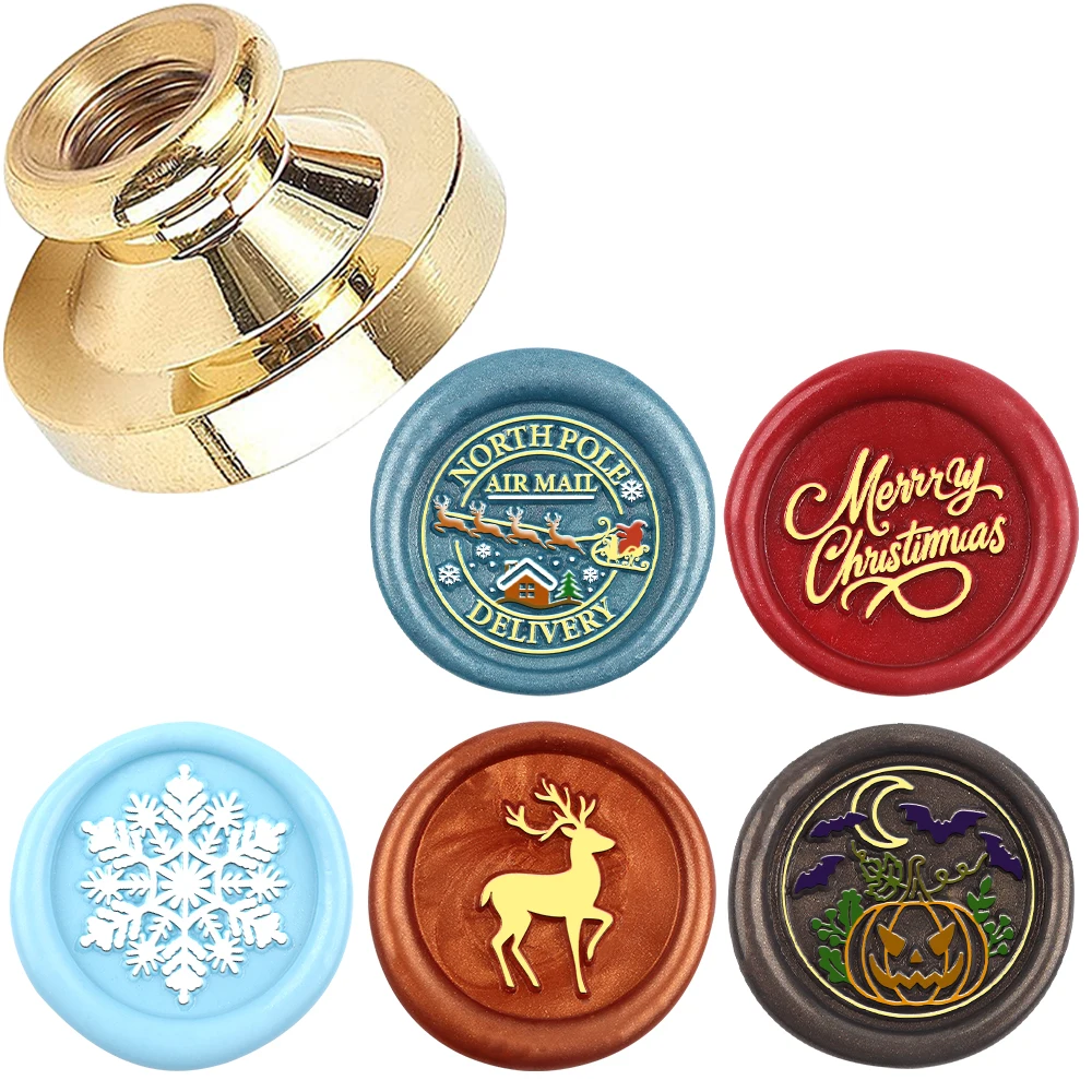 Christmas Series,Bell,Christmas Tree Wax Seal Stamps Interchangeable Brass Stamp Heads for Decorating Gifts and Greeting Cards