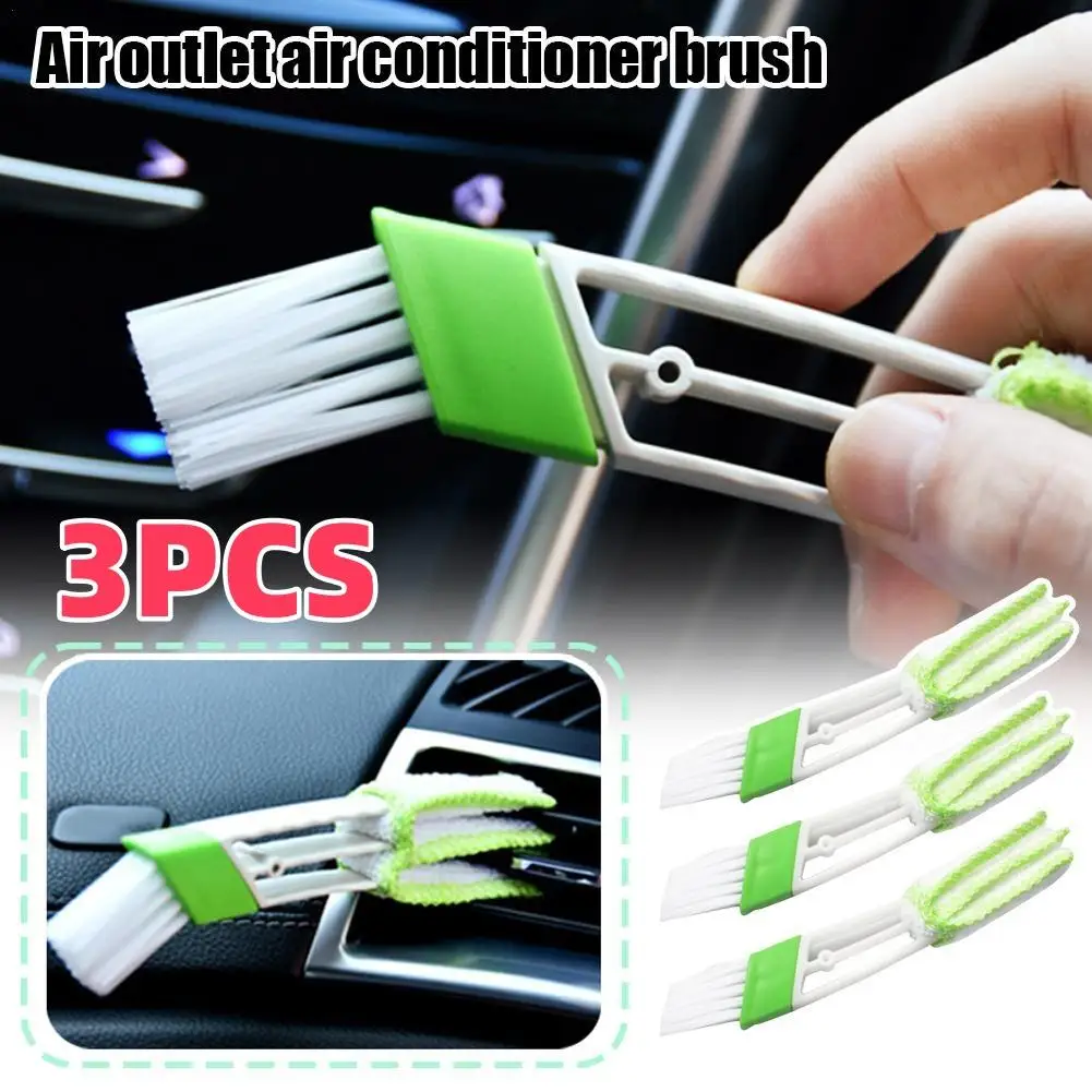 3pcs Car Air Conditioning Vent Brush Soft Bristle Interior Cleaning Brush Instrument Panel Dust Removal Brush Car Supplies