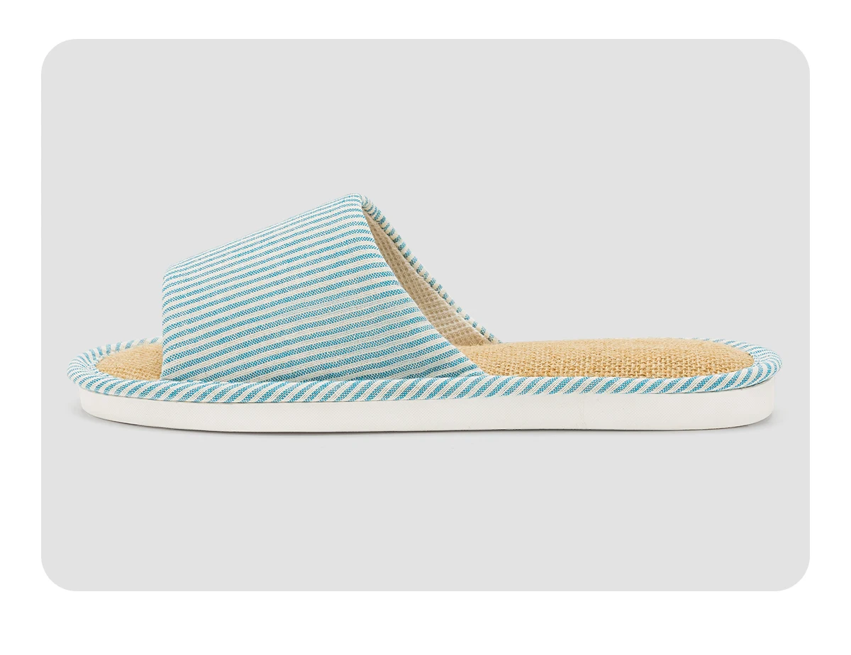 Leinen Damen Hausschuhe Sommer Flache Wohnzimmer Sandalen Leichte Bequeme Rutschfeste Rutschen Indoor Haus Herren Hausschuhe – Detail 5
