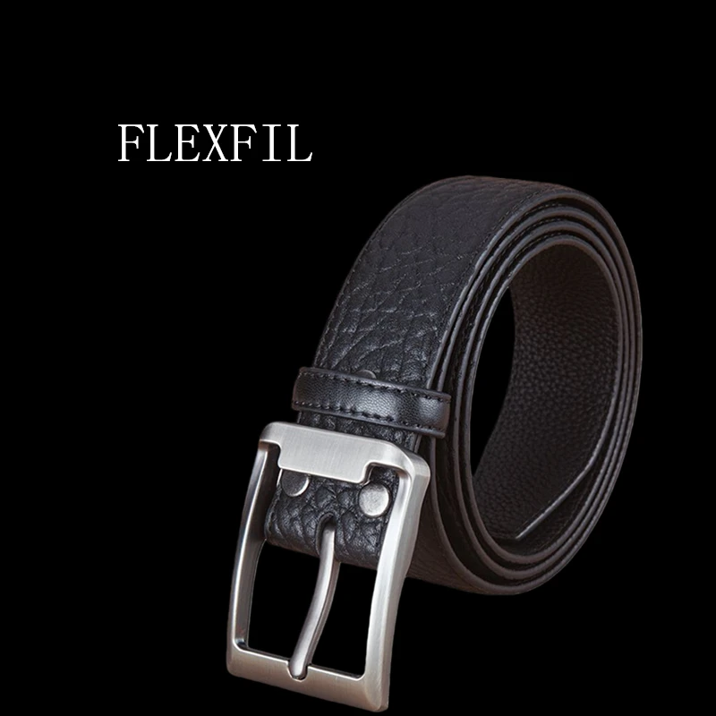 flexfil-男性ヴィンテージレザーベルトメタルシンプルビジネスファッションクラシックブランドレジャー牛革ウエストストラップジーンズ男性ベルト