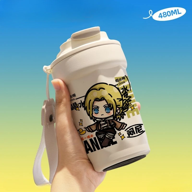 Attack On Titan Levi Ackerman Mikasa Ackerman studente portatile di grande capacità in acciaio inossidabile portatile thermos cup regalo di festa