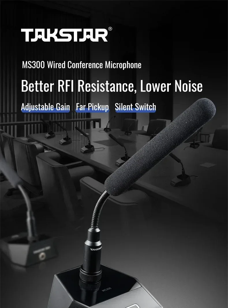 

New in stock For MS300 Professional Dynamic Cardioid Gooseneck Microphone for Tabletop Desktop Conference Meetings and Lectu