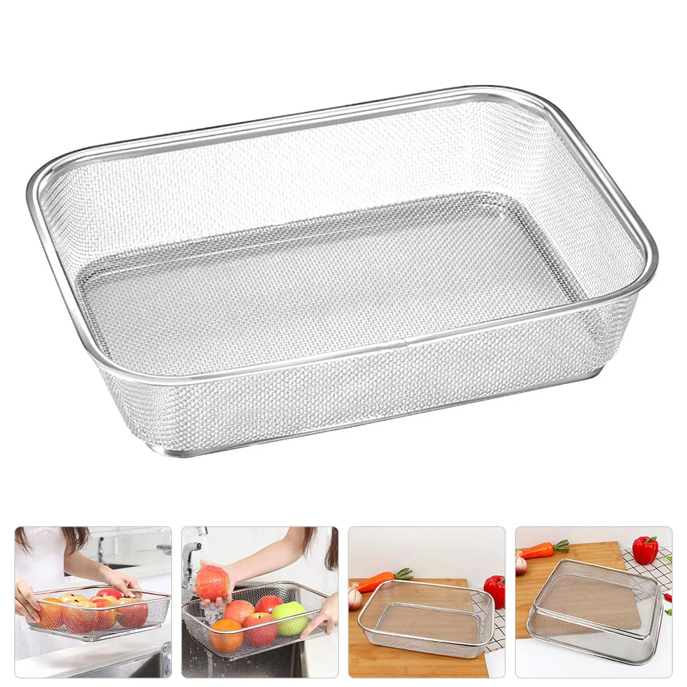 

Stainless Steel Drain Multi-Functional Kitchen Washing Basket For Fruits Vegetables Rice Long Lasting Home Drainage Mesh