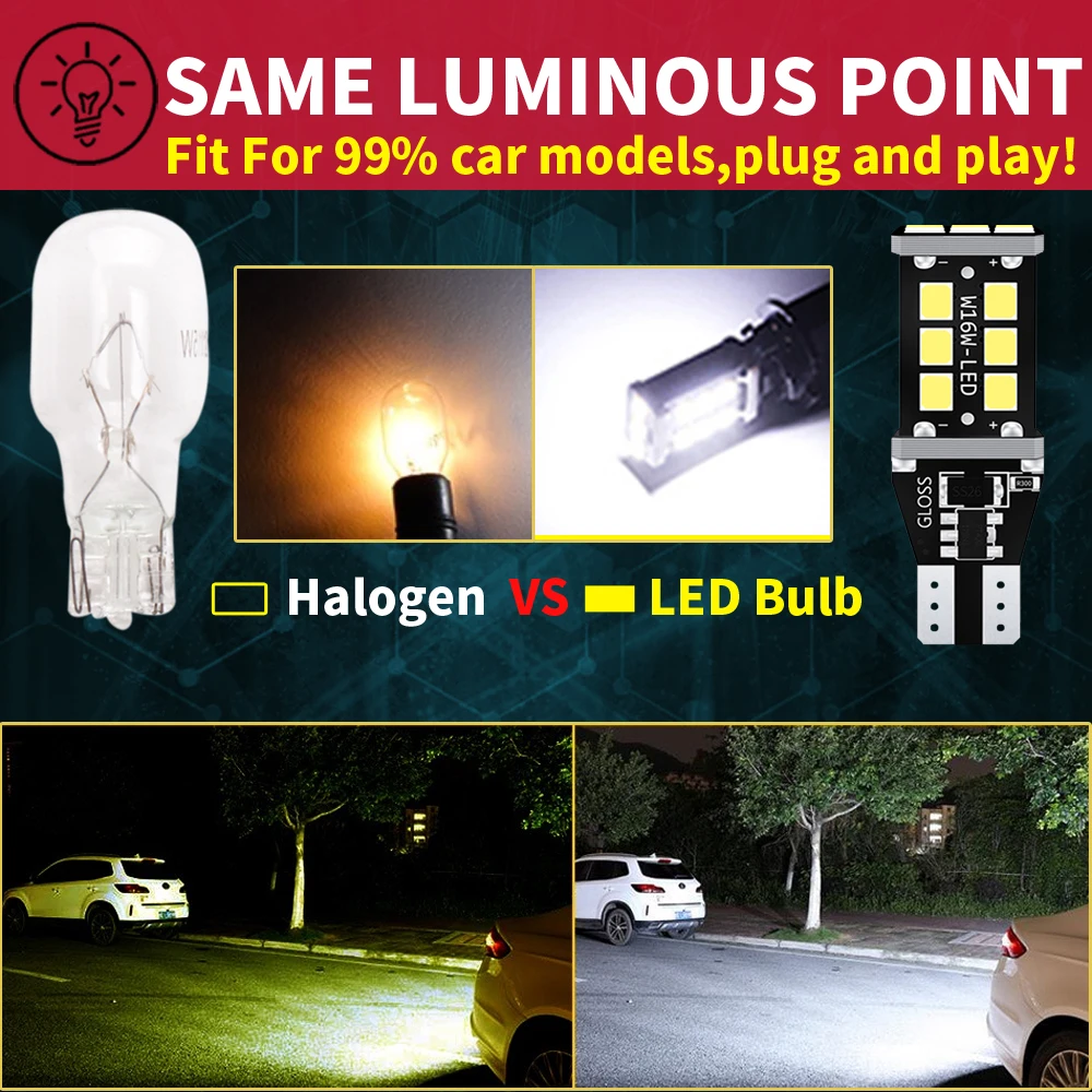 2x T15 W16W ليد فائق السطوع 15SMD 2835 921 912 LED Canbus لا خطأ سيارة احتياطية وقف الاحتياطي أضواء لمبة مصباح مكبح أحمر أبيض #4