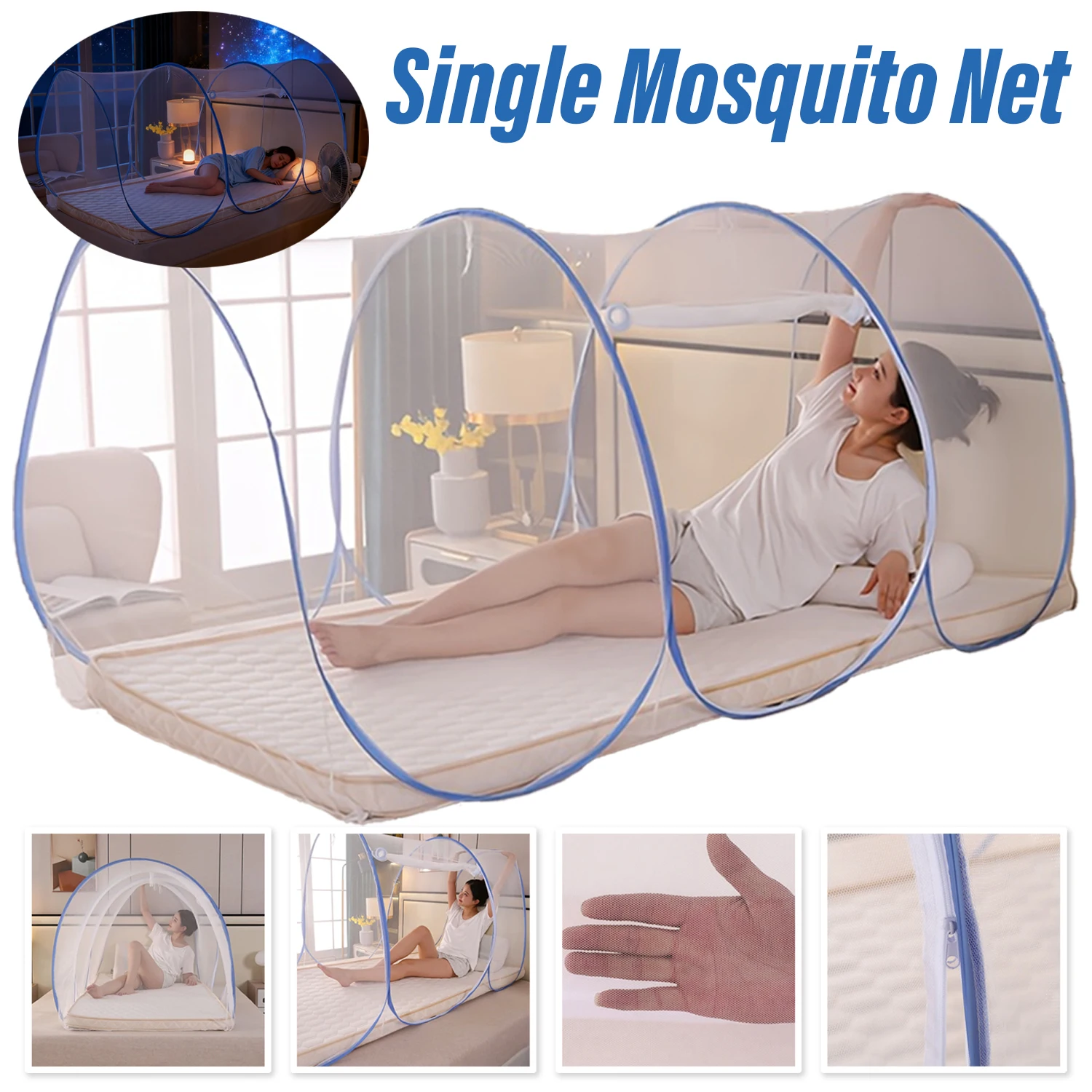 

Folding Anti Mosquito Net Insect Net for Trips for Head Sleeping Portable Single Bed Mosquitonet for Bed Summer Travel Canopy