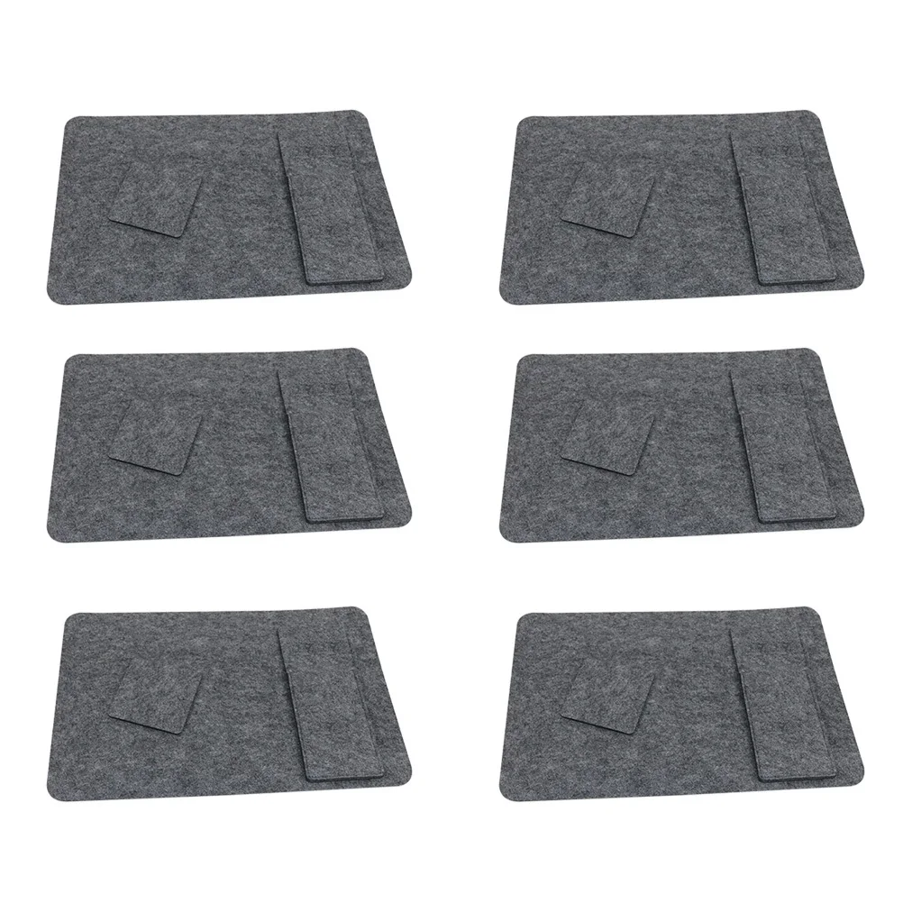 

6Sets Felt Placemat Coaster Fork Bag Table Mats Kit Heat-Resistant Dining Mat Grey Home Restaurant Table Protection