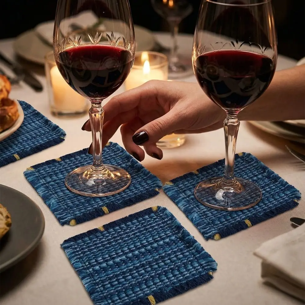 6PCS Portable Japanese Style Woven Coaster Anti-Scalding Minimalist Heat-Insulating Mat Non-Slip Placemats Teacup Mat Office