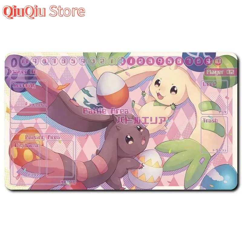 Digimon Adventure Card Pad Terriermon Dukemon Sakuyamon Dtcg Diy Rubber Battle Mat Anime Action Toy Figures for Friends view 2