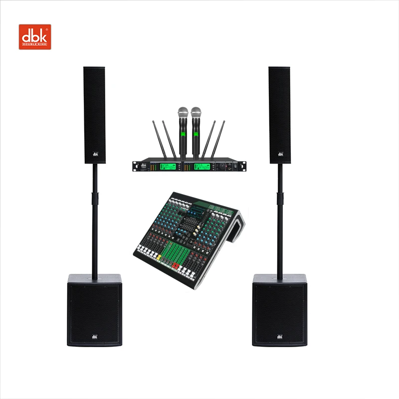 DBK Profesjonalny przenośny system dźwiękowy na imprezę DJ Stage Sound Line Array 4 X4 Columns Pro Column Speaker 12 Inch Active Subwoofer PA System